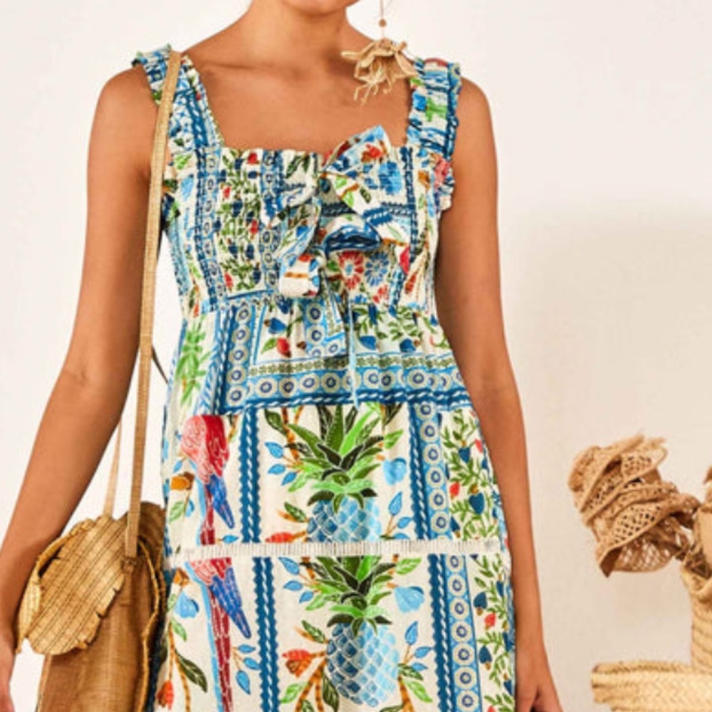 Farm Rio Tropical Tiles Square Neck Maxi